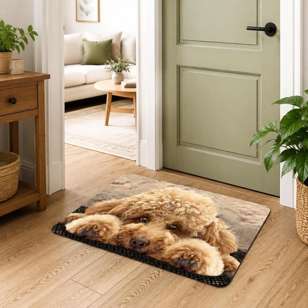 Quick Dry Diatomite Bath Mat - 耐久性に優れた珪藻土製の犬柄フロアマット。吸水性があり、滑りにくく、視覚的な錯覚を生み出すデザイン。洗濯可能で速乾性があり、バスルームや玄関に最適な装飾品。
