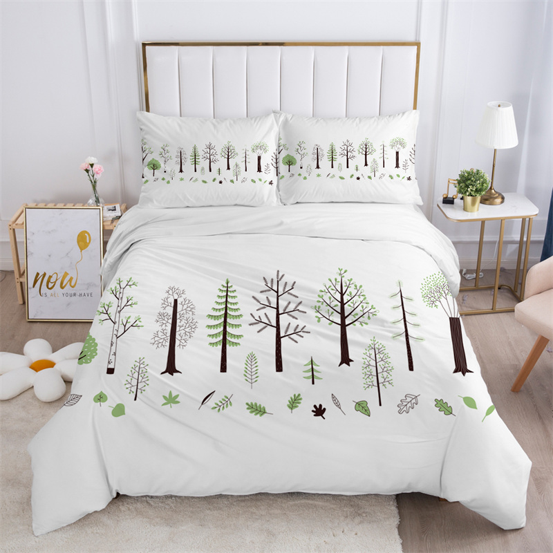 素朴な花柄の白い寝具セット マイクロファイバーの木の葉柄の花 - Aesthetic Floral Duvet Cover のレビューと価格