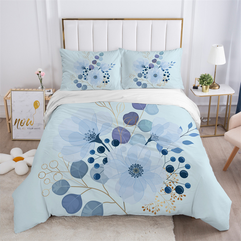 素朴な花柄の白い寝具セット マイクロファイバーの木の葉柄の花 - Aesthetic Floral Duvet Cover のレビューと価格