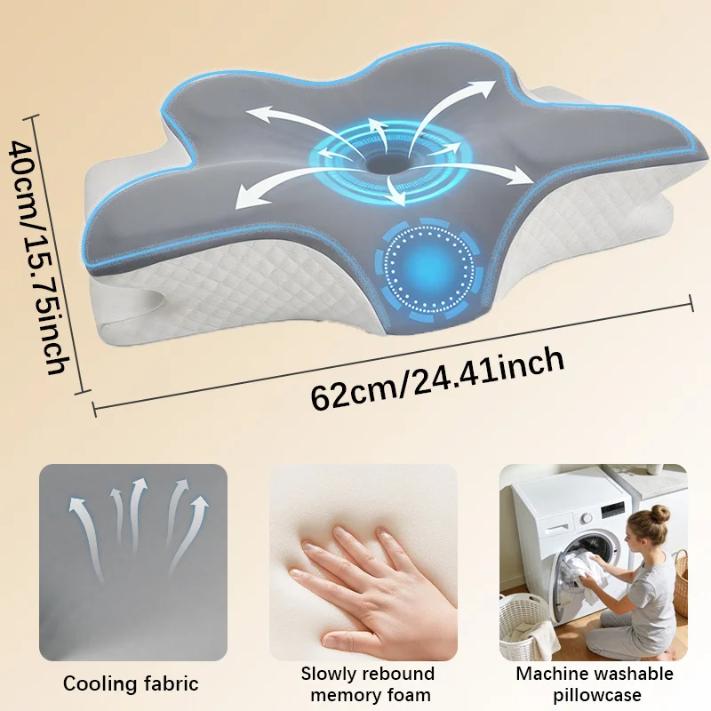 メモリーフォーム枕 頸椎枕 首の痛み緩和 人間工学に基づいた - Memory Foam Orthopedic Pillow Neck Pain のレビューと価格