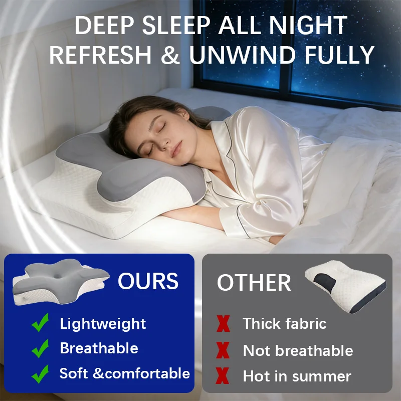 メモリーフォーム枕 頸椎枕 首の痛み緩和 人間工学に基づいた - Memory Foam Orthopedic Pillow Neck Pain のレビューと価格