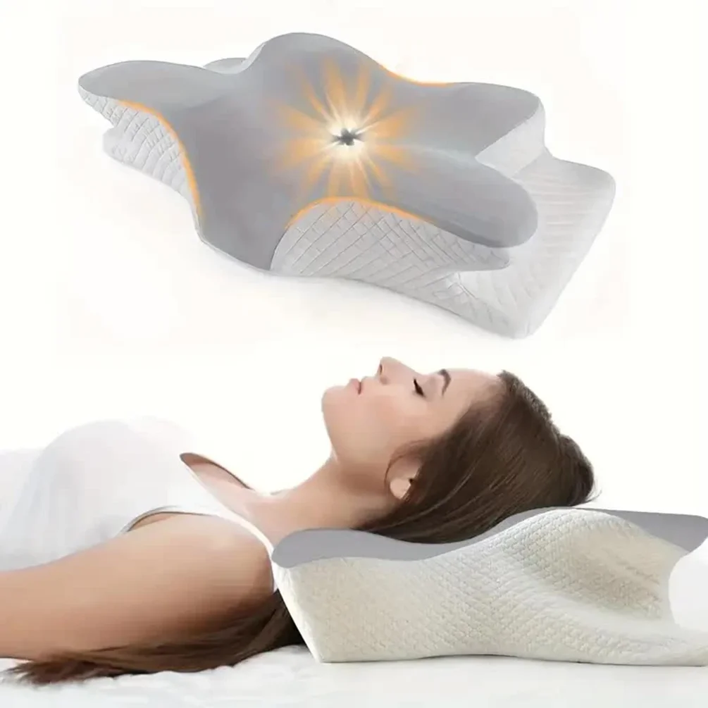 メモリーフォームを使用した蝶の形をした、首をリラックスさせる - Memory Foam Orthopedic Pillow Neck Pain のレビューと価格
