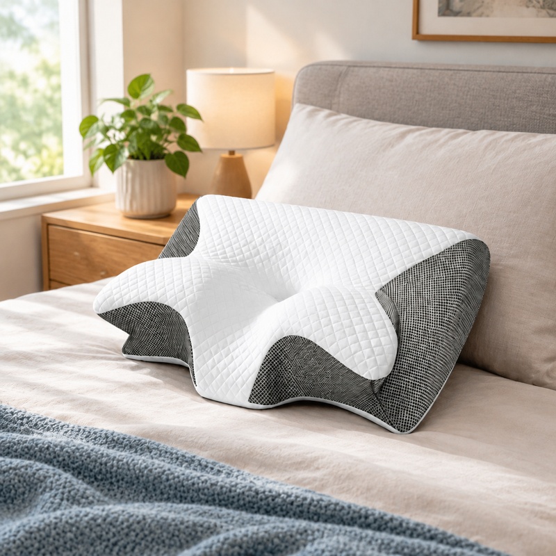 通気性に優れた整形外科用メモリーフォームネックピロー。人間工 - Memory Foam Orthopedic Pillow Neck Pain のレビューと価格