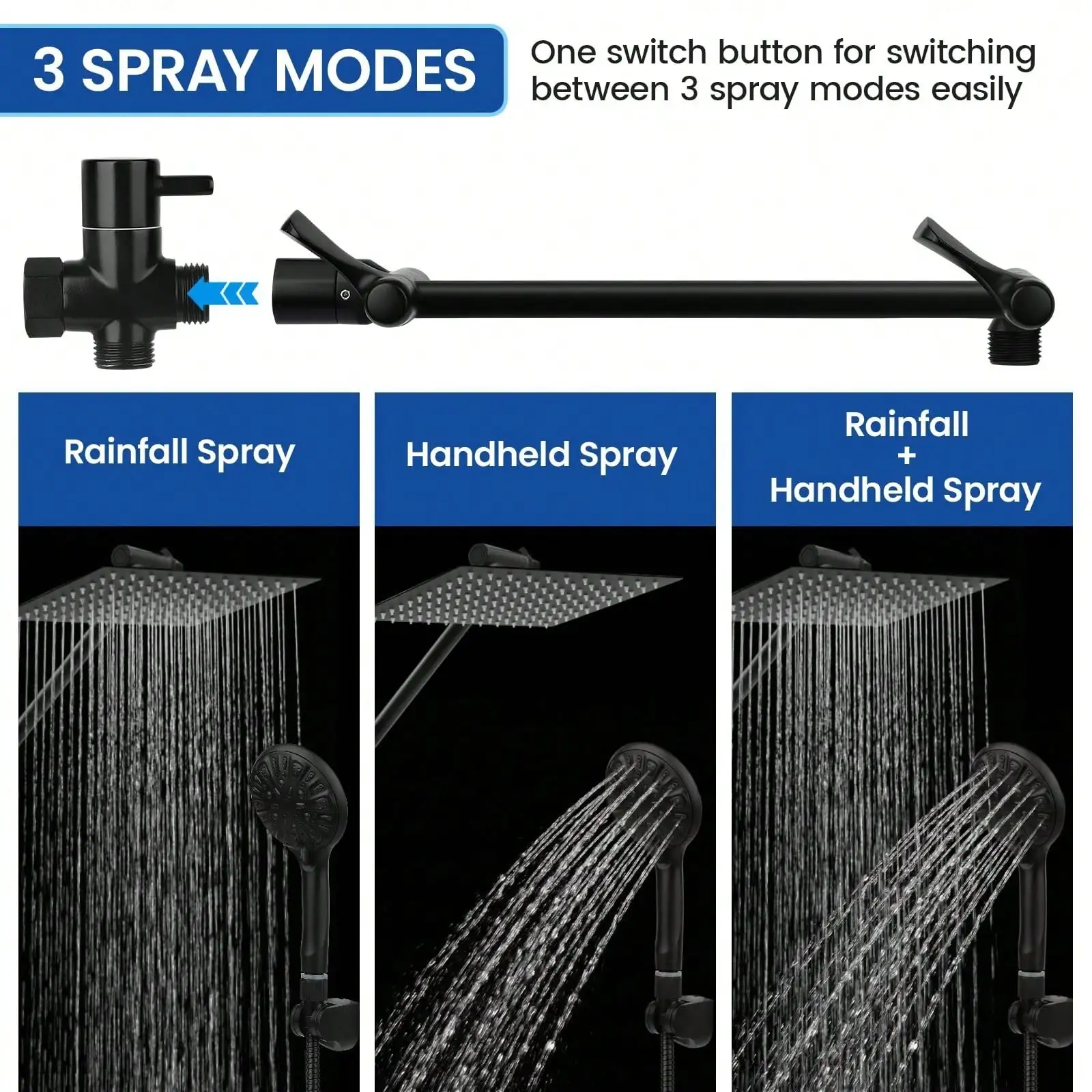 ハンドシャワー付きデュアルシャワーヘッド、8インチの雨のよう - High Pressure Shower Head Handheld のレビューと価格