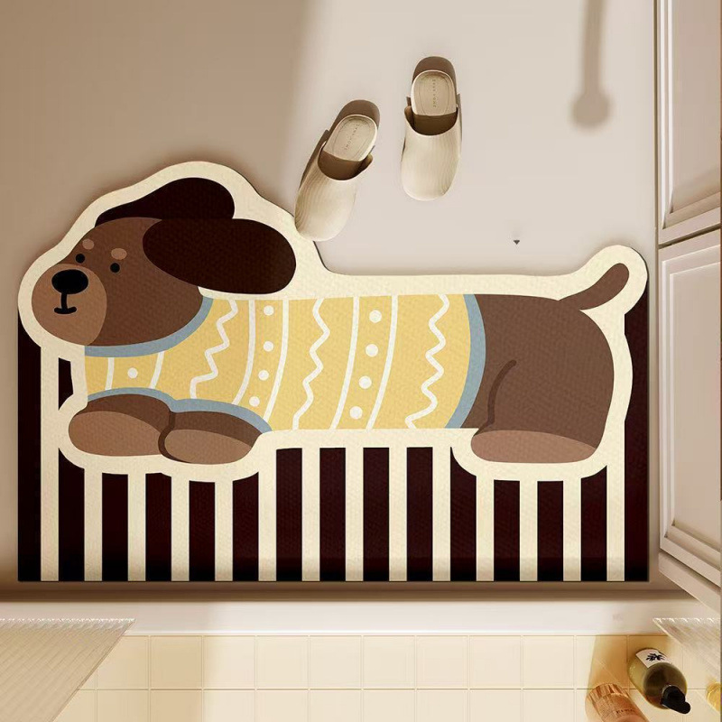 かわいいダックスフント犬柄バスマット 吸水性珪藻土製 ソフト - Quick Dry Diatomite Bath Mat のレビューと価格