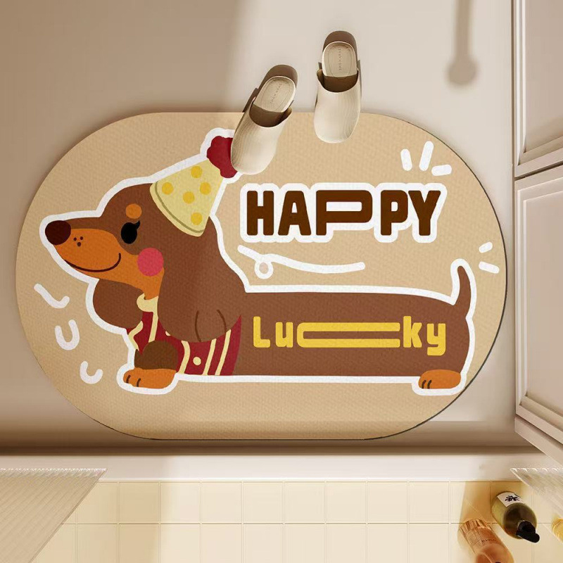 かわいいダックスフント犬柄バスマット 吸水性珪藻土製 ソフト - Quick Dry Diatomite Bath Mat のレビューと価格
