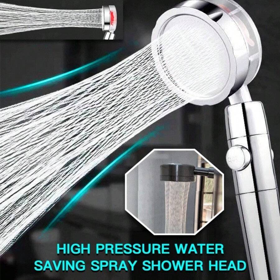 プロペラ式シャワーヘッド。停止ボタンとコットンフィルター付き - High Pressure Shower Head Handheld のレビューと価格
