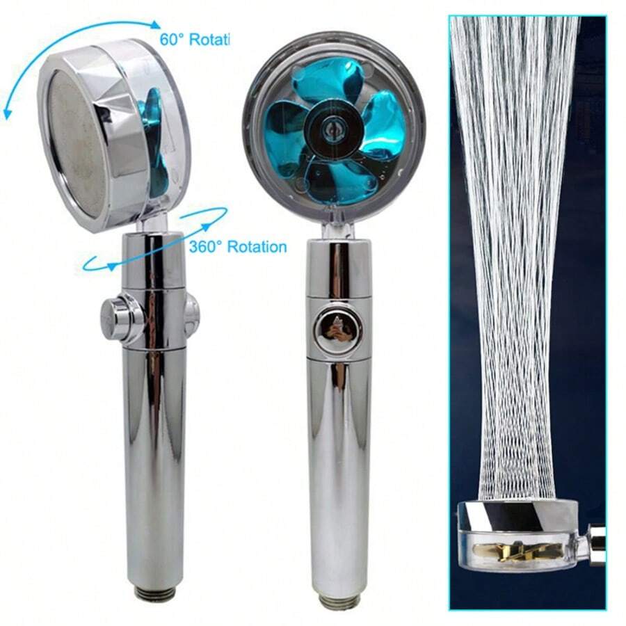 プロペラ式シャワーヘッド。停止ボタンとコットンフィルター付き - High Pressure Shower Head Handheld のレビューと価格